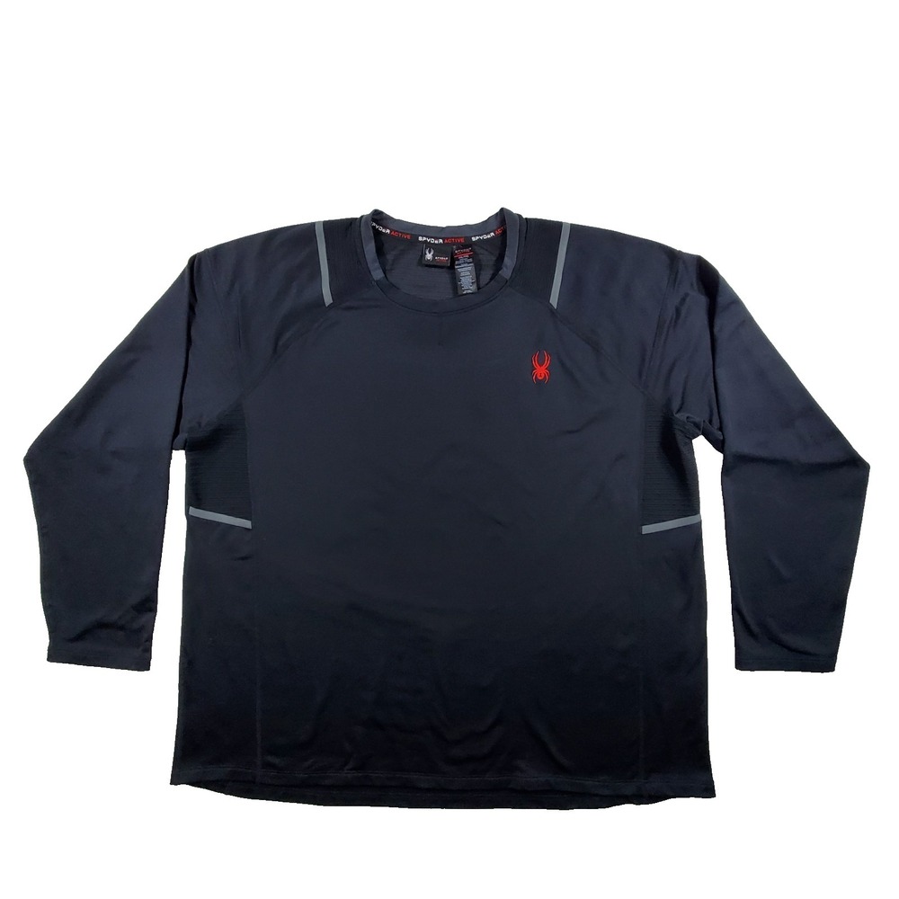 Spyder Active Mens XXL Long Sleeve Performance Shirt Black ProWeb‎ Stretch